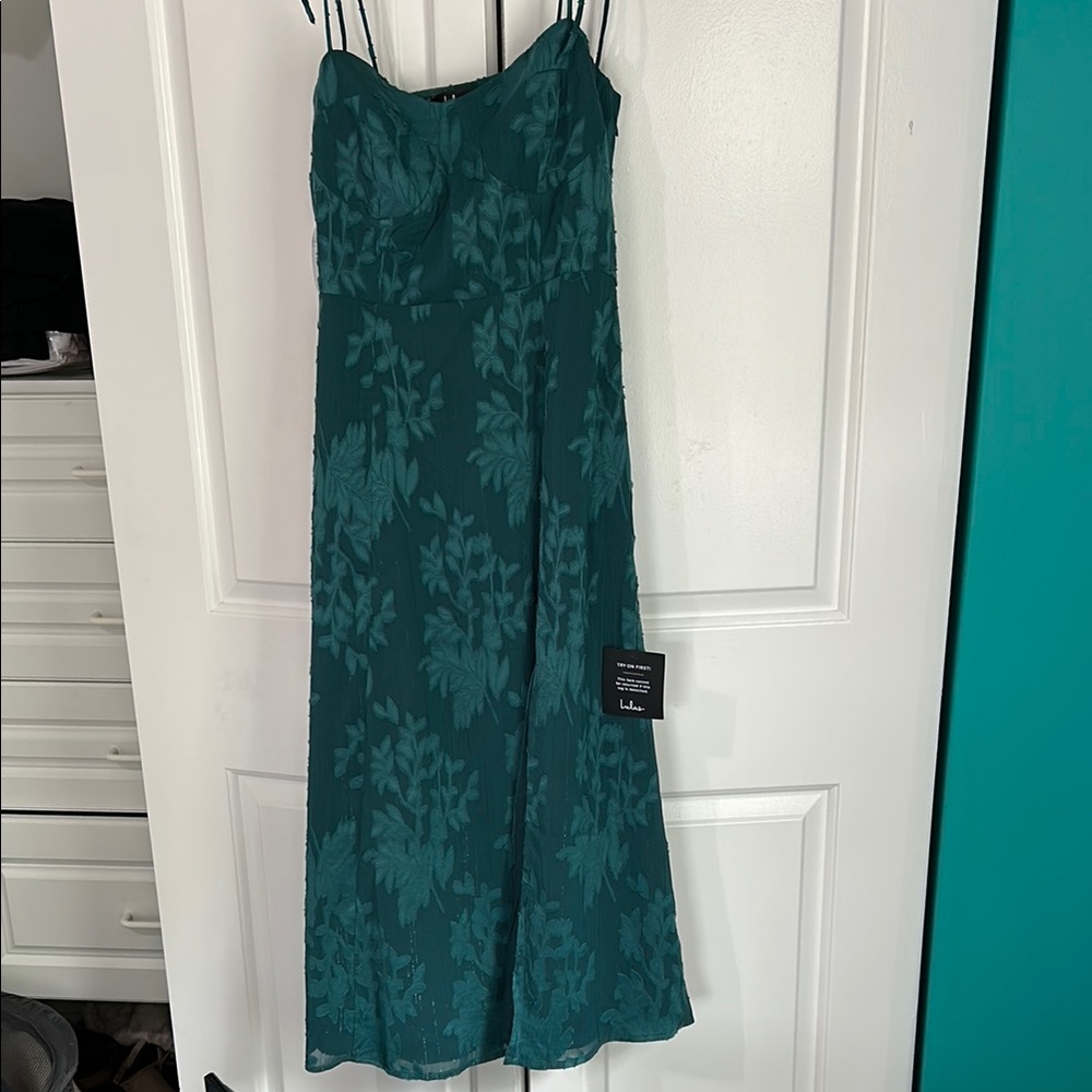 Lulu's Teal Floral Dress
